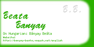 beata banyay business card